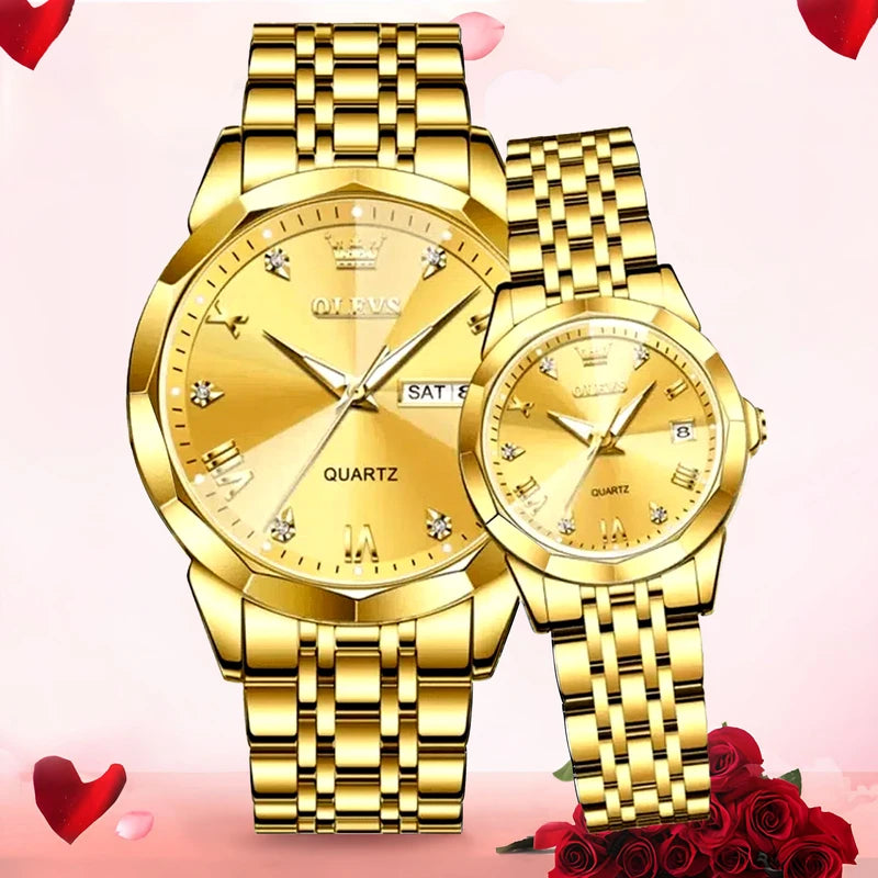 OLEVS Couple Luxury Watch Set Elegant Premium Matching His & Her Collection