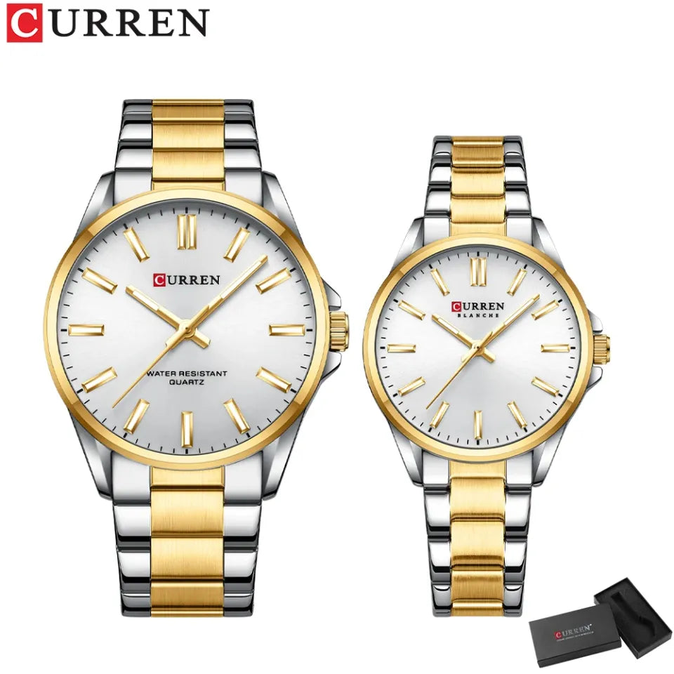 CURREN 9090 Couple Quartz Watch Set