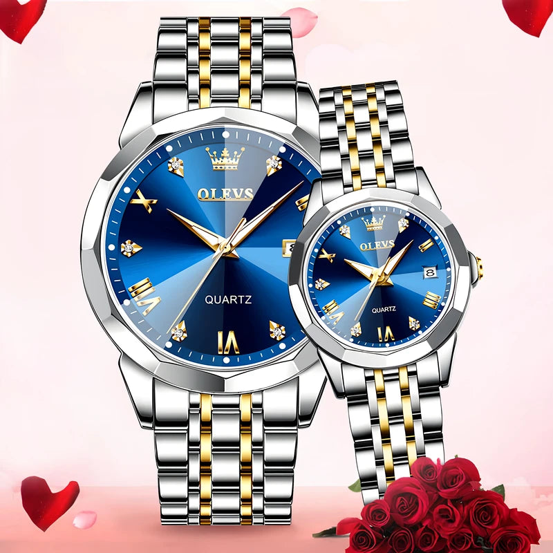OLEVS Couple Luxury Watch Set Elegant Premium Matching His & Her Collection