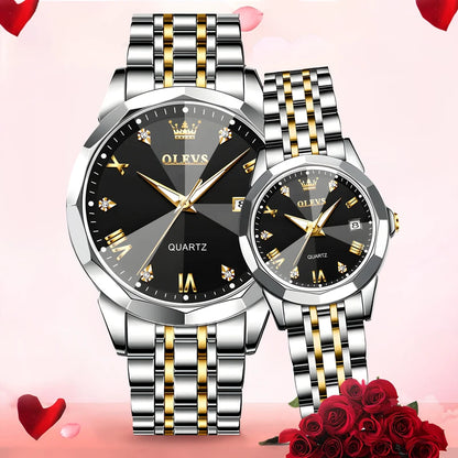 OLEVS Couple Luxury Watch Set Elegant Premium Matching His & Her Collection