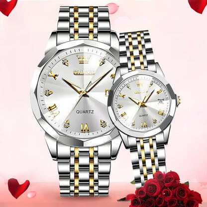 OLEVS Couple Luxury Watch Set Elegant Premium Matching His & Her Collection