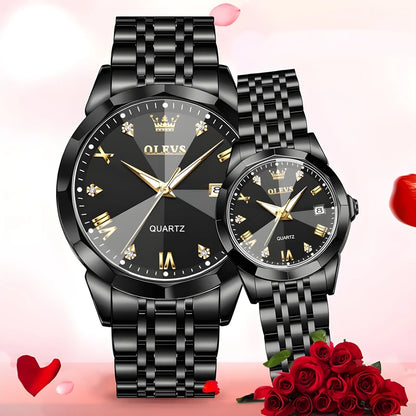 OLEVS Couple Luxury Watch Set Elegant Premium Matching His & Her Collection