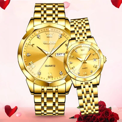 OLEVS Couple Luxury Watch Set Elegant Premium Matching His & Her Collection