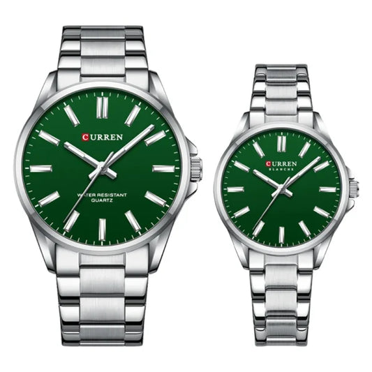 CURREN 9090 Couple Quartz Watches For Men Women Stainless Steel